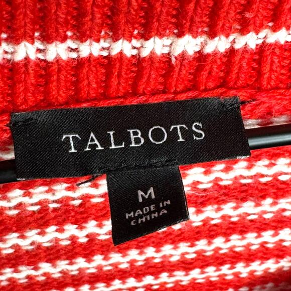 TALBOTS Linen Blend Sweater Women M Stripe V-neck Nautical Preppy Coastal Summer - Picture 4 of 9